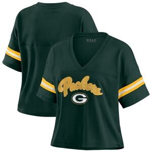 Green Bay Packers WEAR by‎ Erin Andrews Women's Color Block Boxy V-Neck T-Shirt